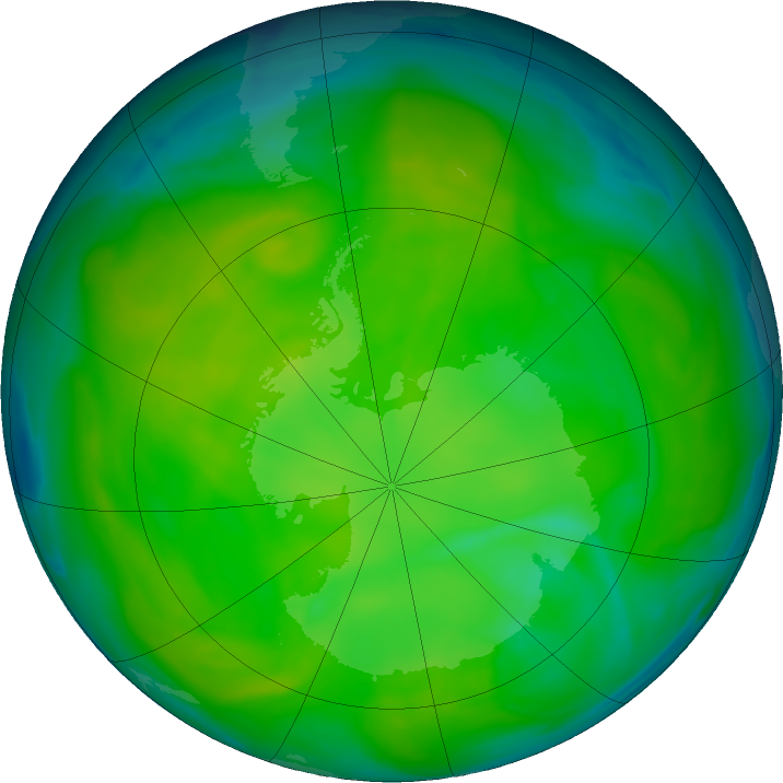 Antarctic ozone map for 29 November 2016